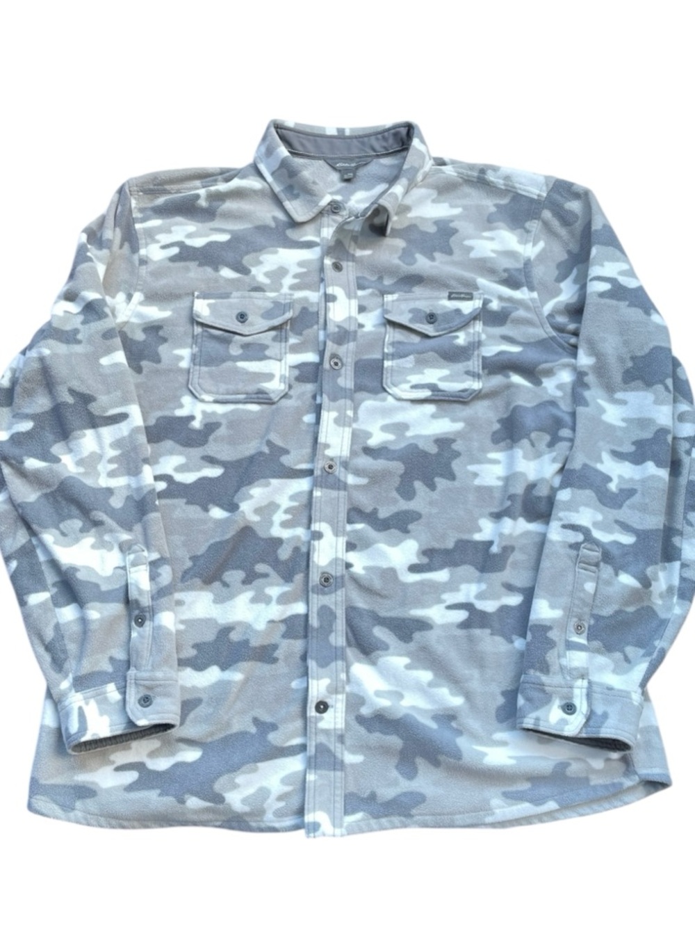 Eddie Bauer Men’s Shirt XL Tall Arctic Camo Fleece Polyester